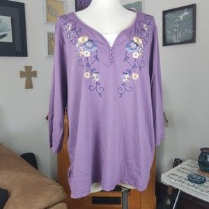Liberty Lane Purple Pullover Top Size 3X